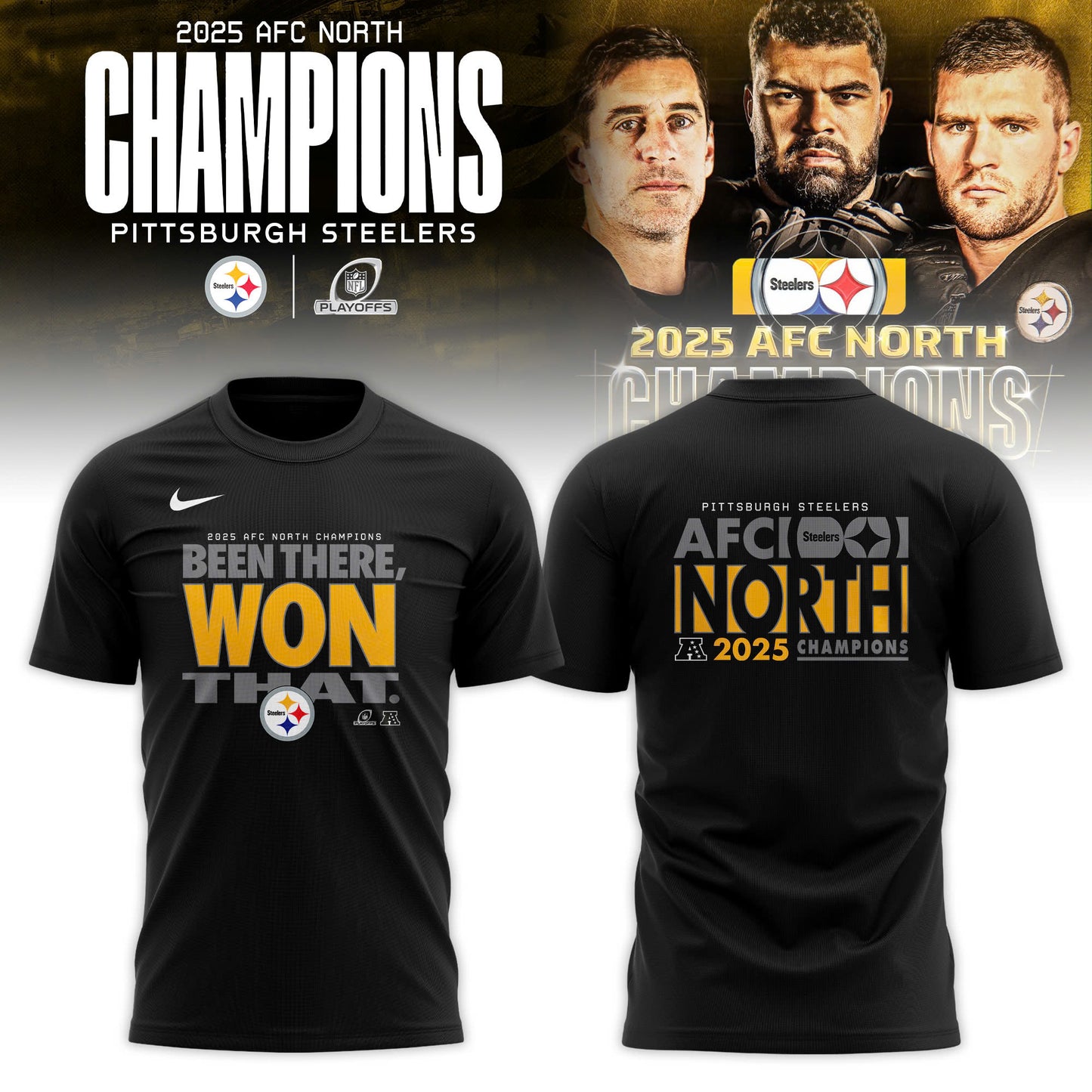 Pittsburgh Steelers 2025 AFC North Division Champions Locker Room T-shirt
