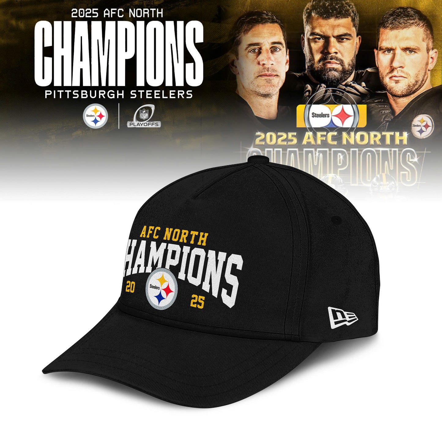 Pittsburgh Steelers 2025 AFC North Division Champions Locker Room T-shirt