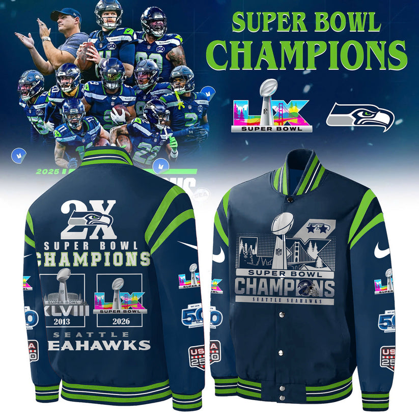 Seattle Seahawks Super Bowl LX Champions Bomber Jacket