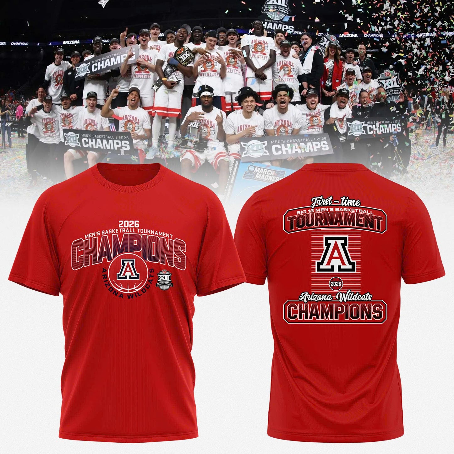 Arizona 2026 Big 12 Men’s Basketball Tournament Champions T-shirt
