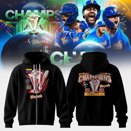 Venezuela Baseball LEGENDS 2026 World Baseball Classic Champions Zip Hoodie