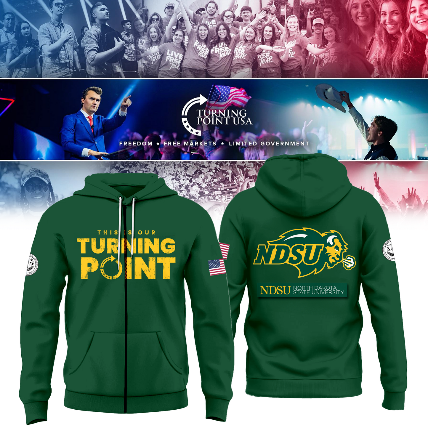 North Dakota State University Freedom Zip Hoodie