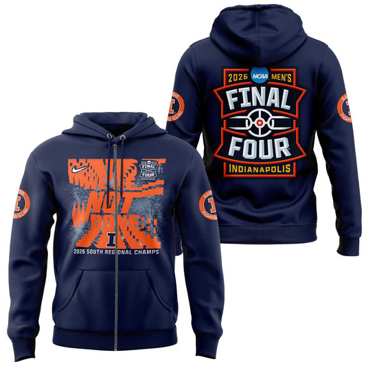 Navy Illinois Fighting Illini 2026 Men's Basketball Tournament March Madness Final Four Zip Hoodie